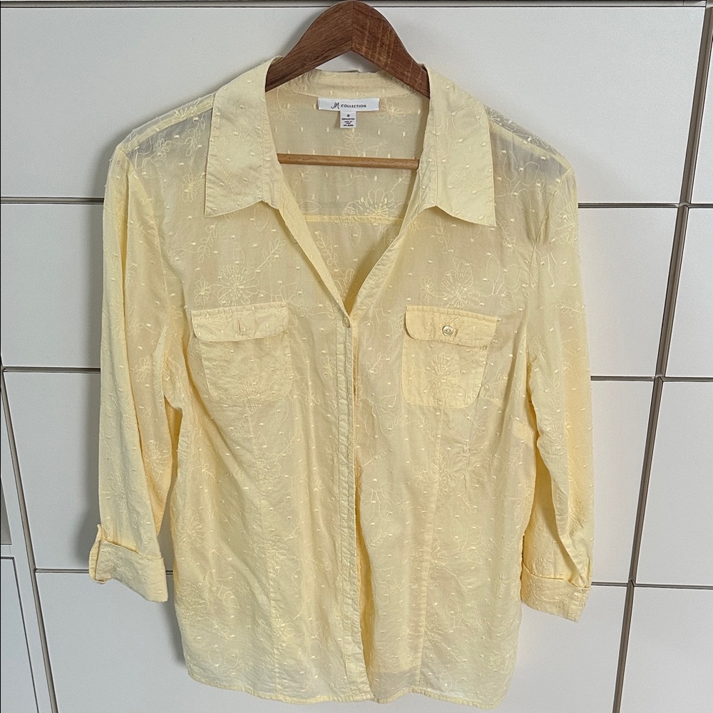 JM Collection Yellow Floral Top